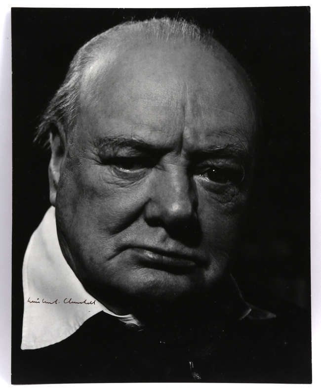 Winston Churchill — Signed Black and White Photograph