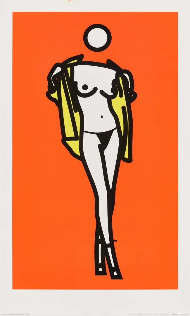 Julian Opie — 'Woman Taking Off Man's Shirt, 5', Screenprint, 2003