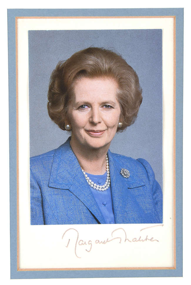 Margaret Thatcher — Signed Page with Photograph